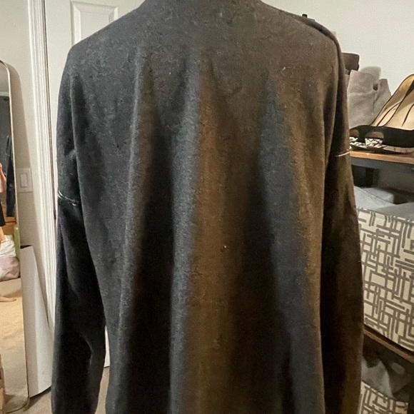 Spiritual Gangster Soft Oversized Gray Cotton sweater with gold thread piping. S - Picture 7 of 13
